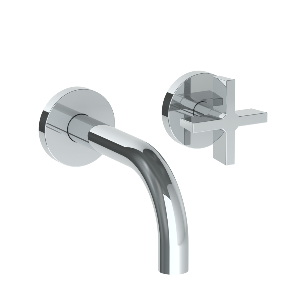 The Watermark Collection Basin Taps Polished Chrome The Watermark Collection London Wall Mounted 2 Hole Basin Set with 142mm Spout | Cross Handle