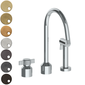The Watermark Collection Kitchen Taps Polished Chrome The Watermark Collection Urbane 2 Hole Kitchen Set with Swan Spout & Separate Pull Out Rinse Spray | Cooper Handle