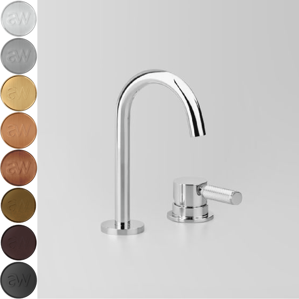 Astra Walker Basin Taps Astra Walker Knurled Icon + Lever Gooseneck Basin Mixer Set