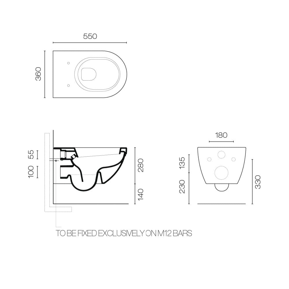 Plumbline Toilet Catalano Canova Royal Wall Hung Toilet with White Seat