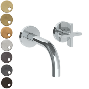 The Watermark Collection Basin Taps Polished Chrome The Watermark Collection London Wall Mounted 2 Hole Basin Set with 142mm Spout | Cross Handle