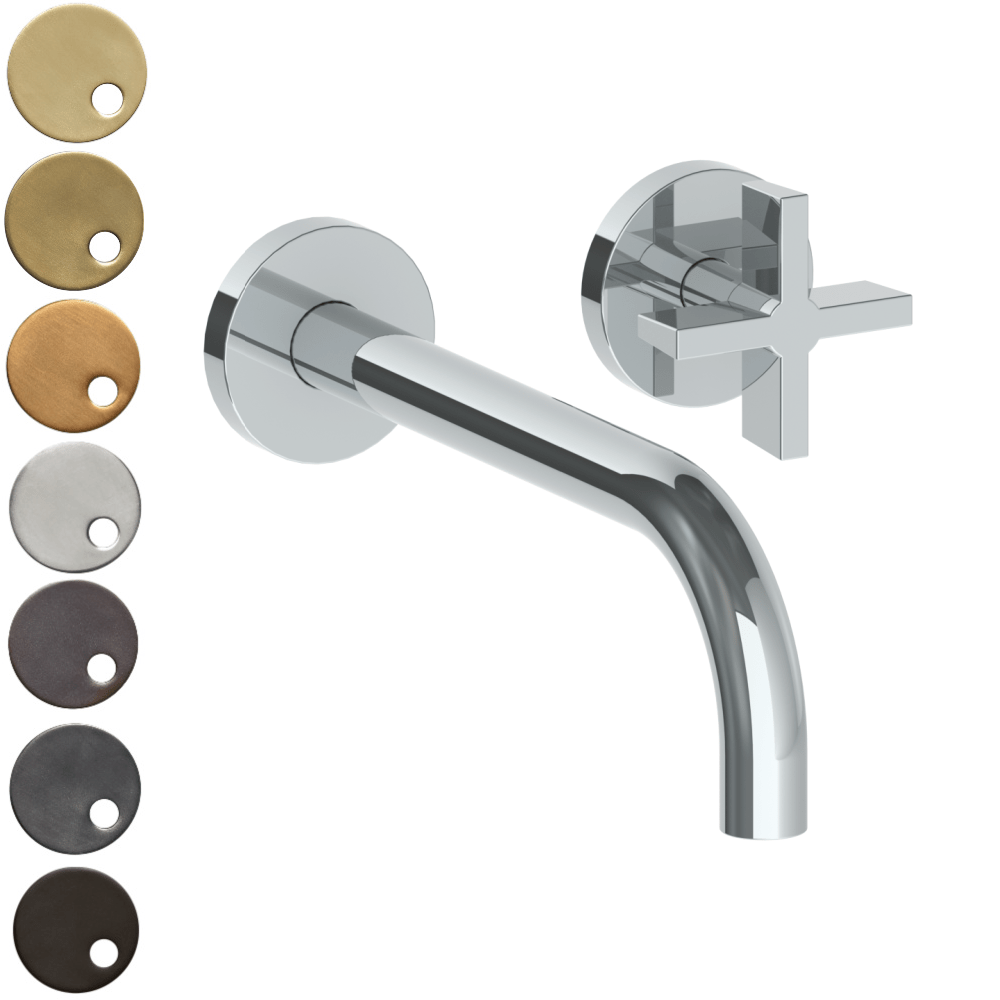 The Watermark Collection Basin Taps Polished Chrome The Watermark Collection London Wall Mounted 2 Hole Basin Set with 212mm Spout | Cross Handle