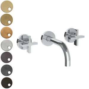 The Watermark Collection Basin Taps Polished Chrome The Watermark Collection London Wall Mounted 3 Hole Basin Set with 142mm Spout | Cross Handle