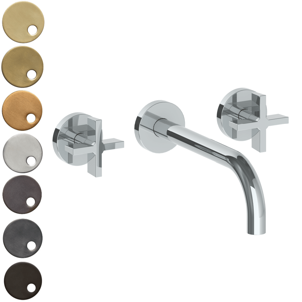 The Watermark Collection Basin Taps Polished Chrome The Watermark Collection London Wall Mounted 3 Hole Basin Set with 212mm Spout | Cross Handle