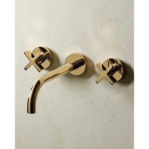 The Watermark Collection Basin Taps Polished Chrome The Watermark Collection London Wall Mounted 3 Hole Basin Set with 212mm Spout | Cross Handle