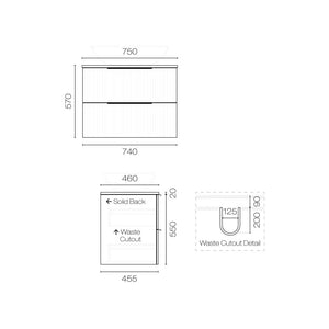 Progetto Vanity Forma Opaco 750 2 Drawer Vanity