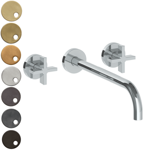 The Watermark Collection Basin Taps Polished Chrome The Watermark Collection London Wall Mounted 3 Hole Basin Set with 296mm Spout | Cross Handle