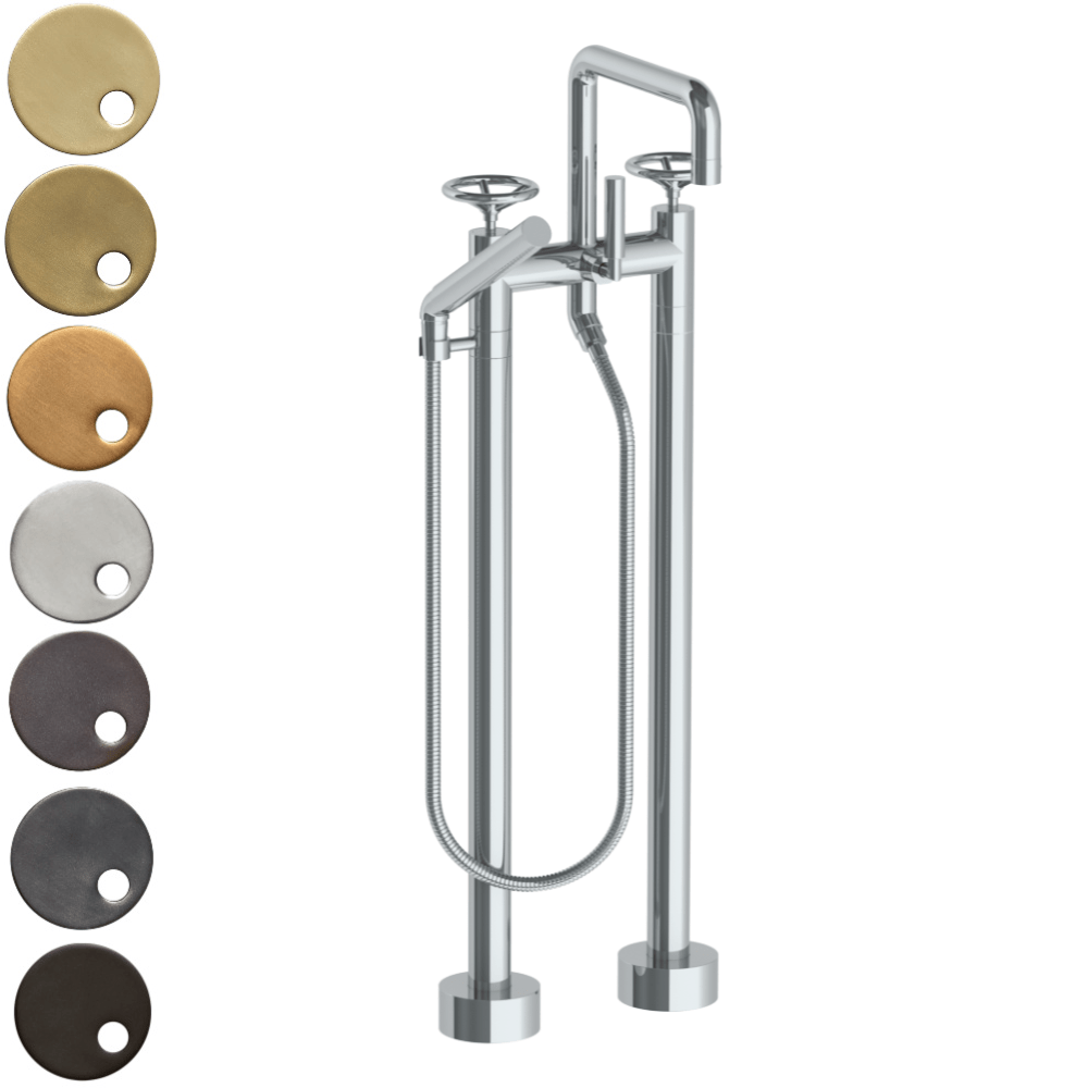 The Watermark Collection Freestanding Bath Fillers Polished Chrome The Watermark Collection Brooklyn Freestanding Bath Set with Square Spout and Slimline Hand Shower