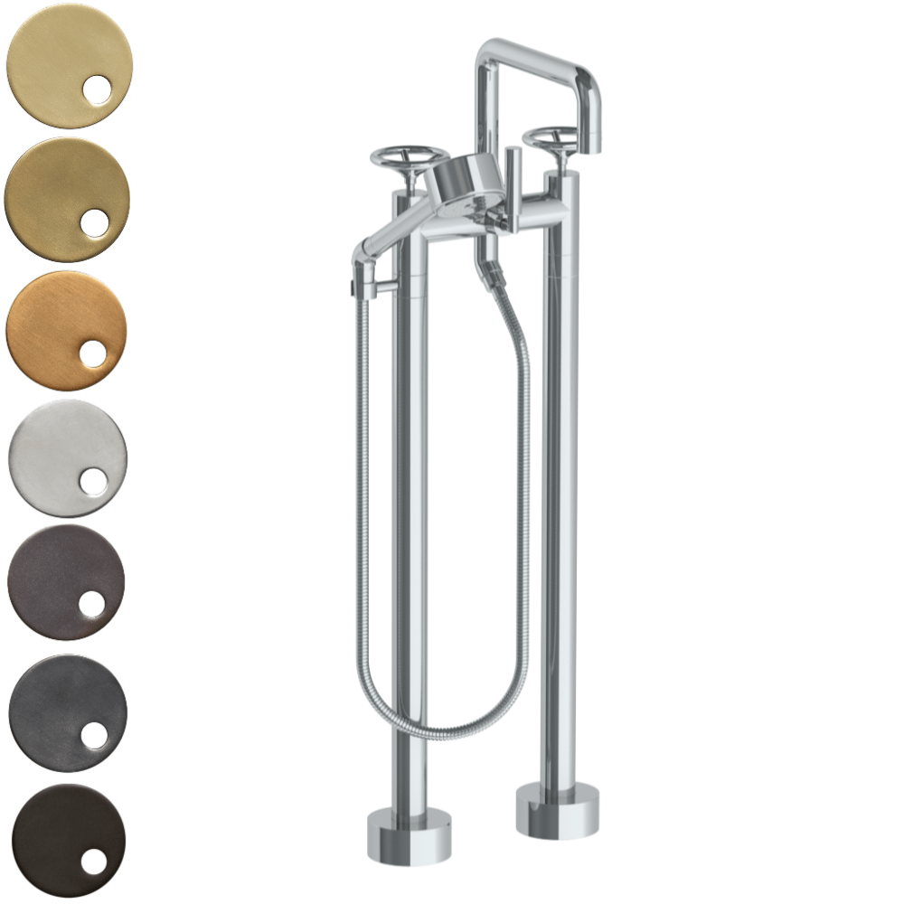 The Watermark Collection Freestanding Bath Fillers Polished Chrome The Watermark Collection Brooklyn Freestanding Bath Set with Square Spout and Volume Hand Shower