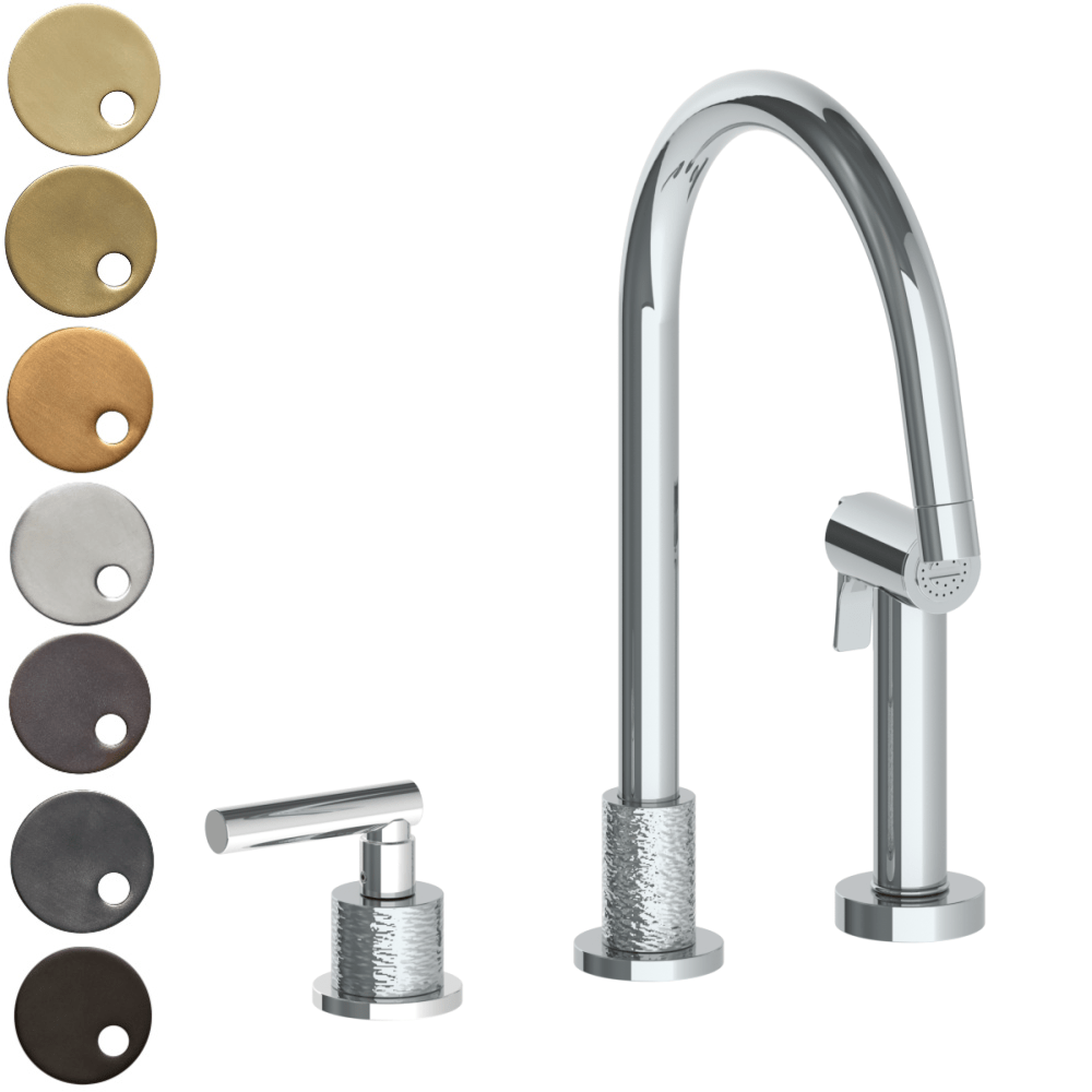 The Watermark Collection Kitchen Taps Polished Chrome The Watermark Collection Sense 2 Hole Kitchen Set with Seperate Pull Out Rinse Spray | Lever Handle