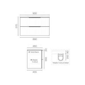 Progetto Vanity Forma Opaco 900 2 Drawer Vanity