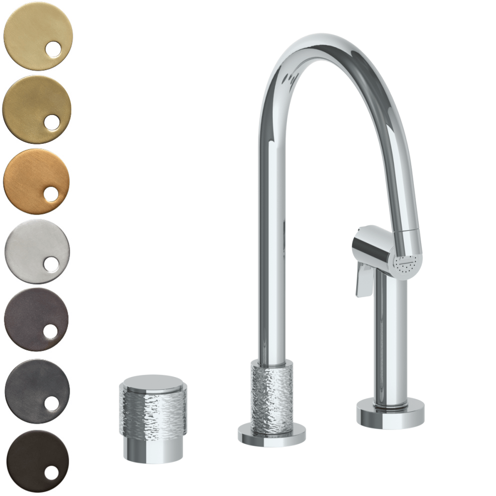 The Watermark Collection Kitchen Taps Polished Chrome The Watermark Collection Sense 2 Hole Kitchen Set with Seperate Pull Out Rinse Spray | Dial Handle