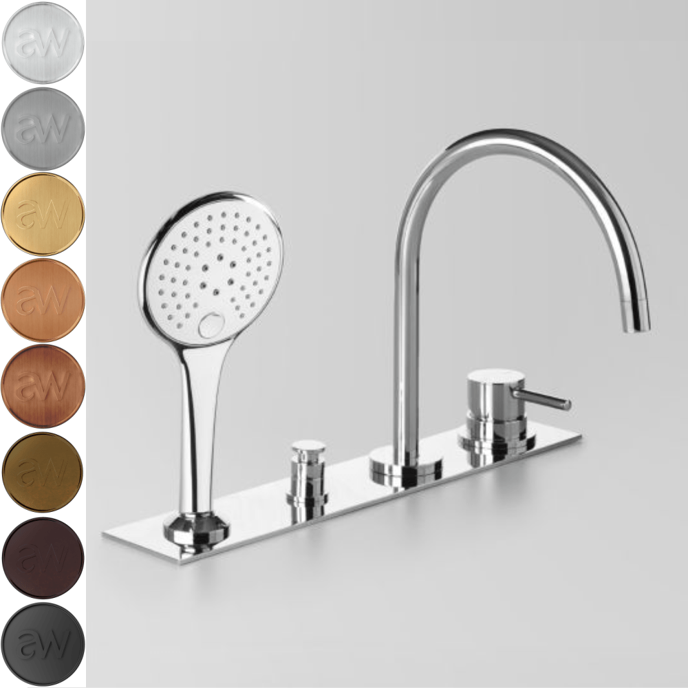 Astra Walker Bath Taps Astra Walker Icon Hob Set with Multi-Function Hand Shower, Diverter & Mixer on Backplate