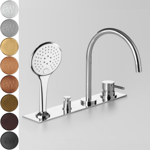 Astra Walker Bath Taps Astra Walker Icon Hob Set with Multi-Function Hand Shower, Diverter & Mixer on Backplate