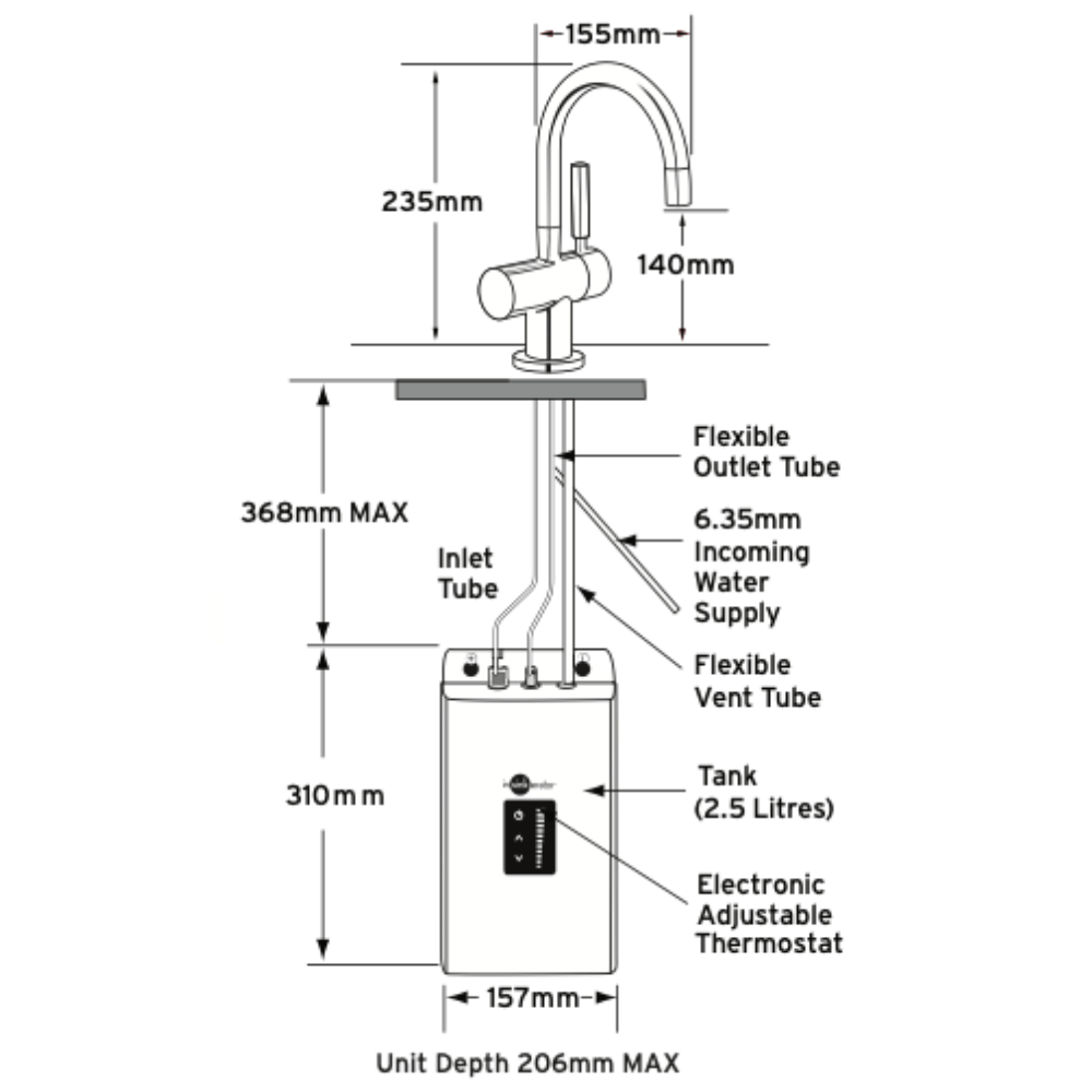 Insinkerator Kitchen Tap Insinkerator Instant Hot Tap | Brushed Steel