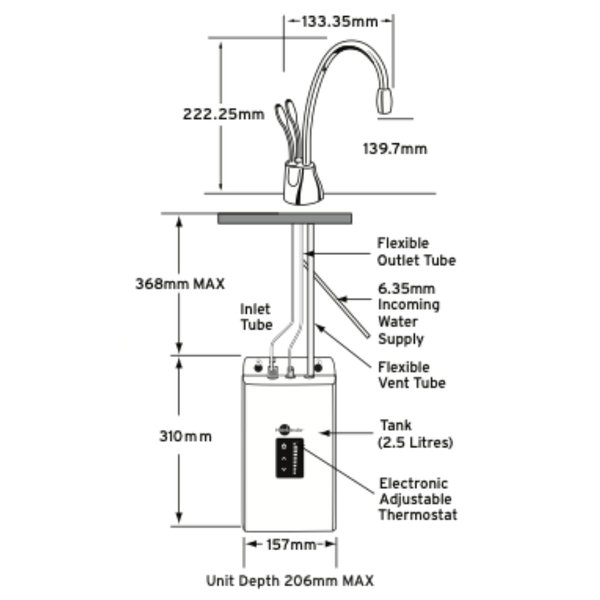 Insinkerator Instant Hot & Cold Filtered Water Tap Matte Black The