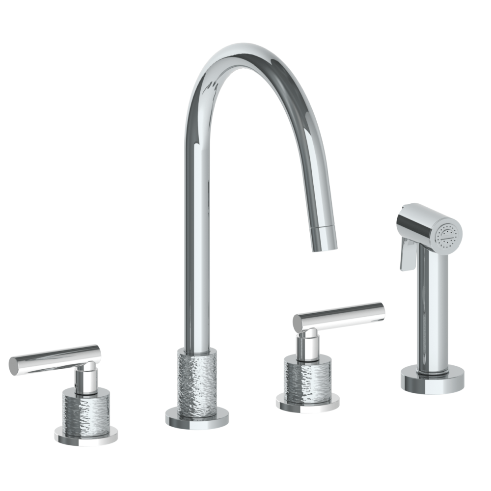 The Watermark Collection Kitchen Taps Polished Chrome The Watermark Collection Sense 3 Hole Kitchen Set with Seperate Pull Out Rinse Spray | Lever Handle