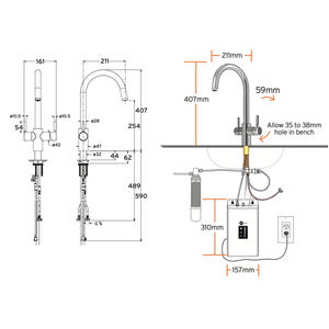 Insinkerator Kitchen Tap Insinkerator Juno MultiTap System | Brushed Steel