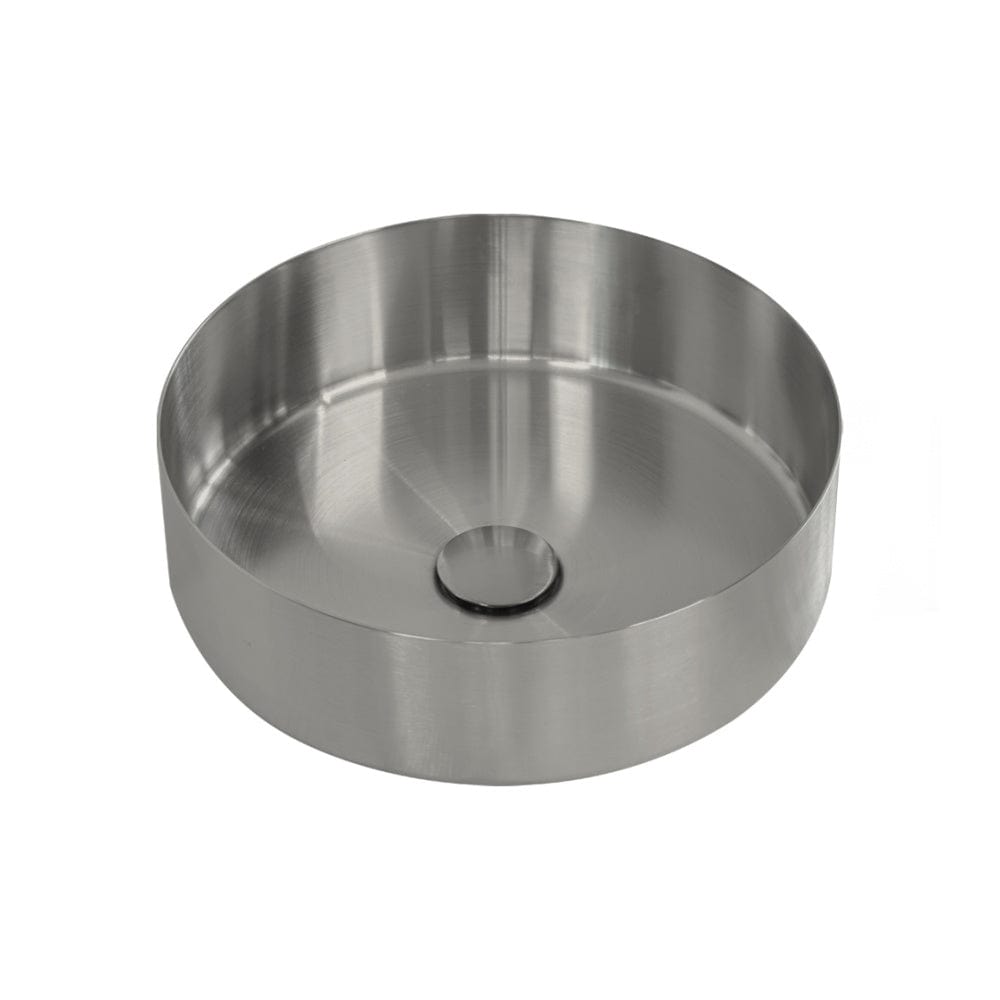 Plumbline Shower Oli Round Stainless Steel Vessel Basin | Brushed Nickel