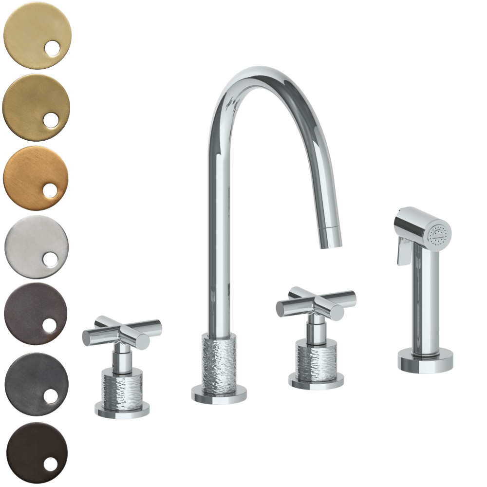 The Watermark Collection Kitchen Taps Polished Chrome The Watermark Collection Sense 3 Hole Kitchen Set with Seperate Pull Out Rinse Spray | Cross Handle