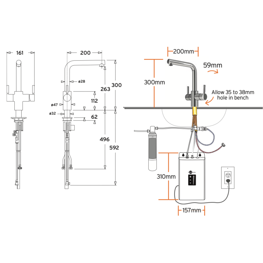 Insinkerator Kitchen Tap Insinkerator Lia MultiTap System | Black & Chrome