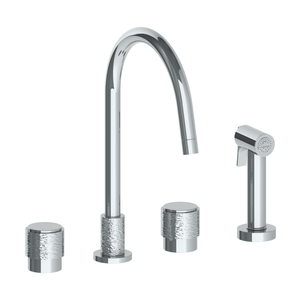 The Watermark Collection Kitchen Taps Polished Chrome The Watermark Collection Sense 3 Hole Kitchen Set with Seperate Pull Out Rinse Spray | Dial Handle