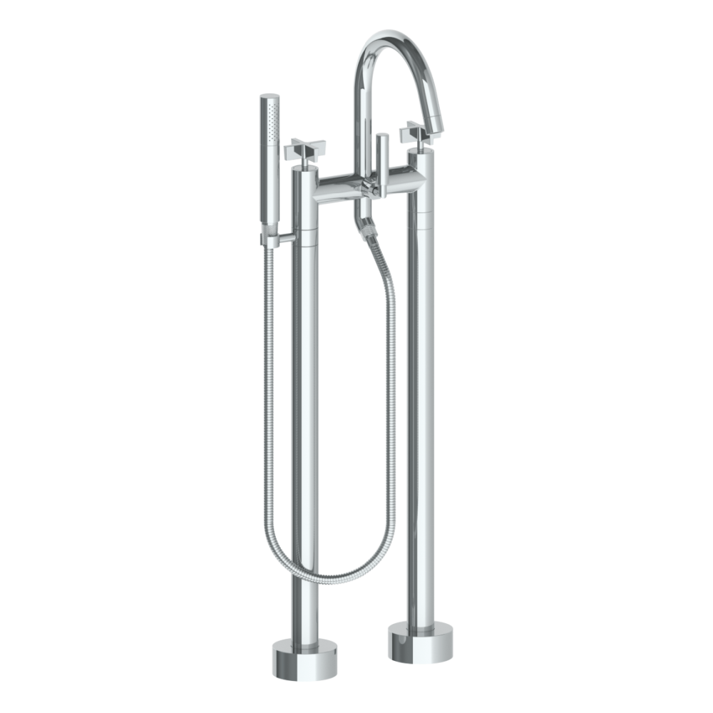 The Watermark Collection Freestanding Bath Fillers Polished Chrome The Watermark Collection London Freestanding Bath Set with Slimline Hand Shower | Cross Handle