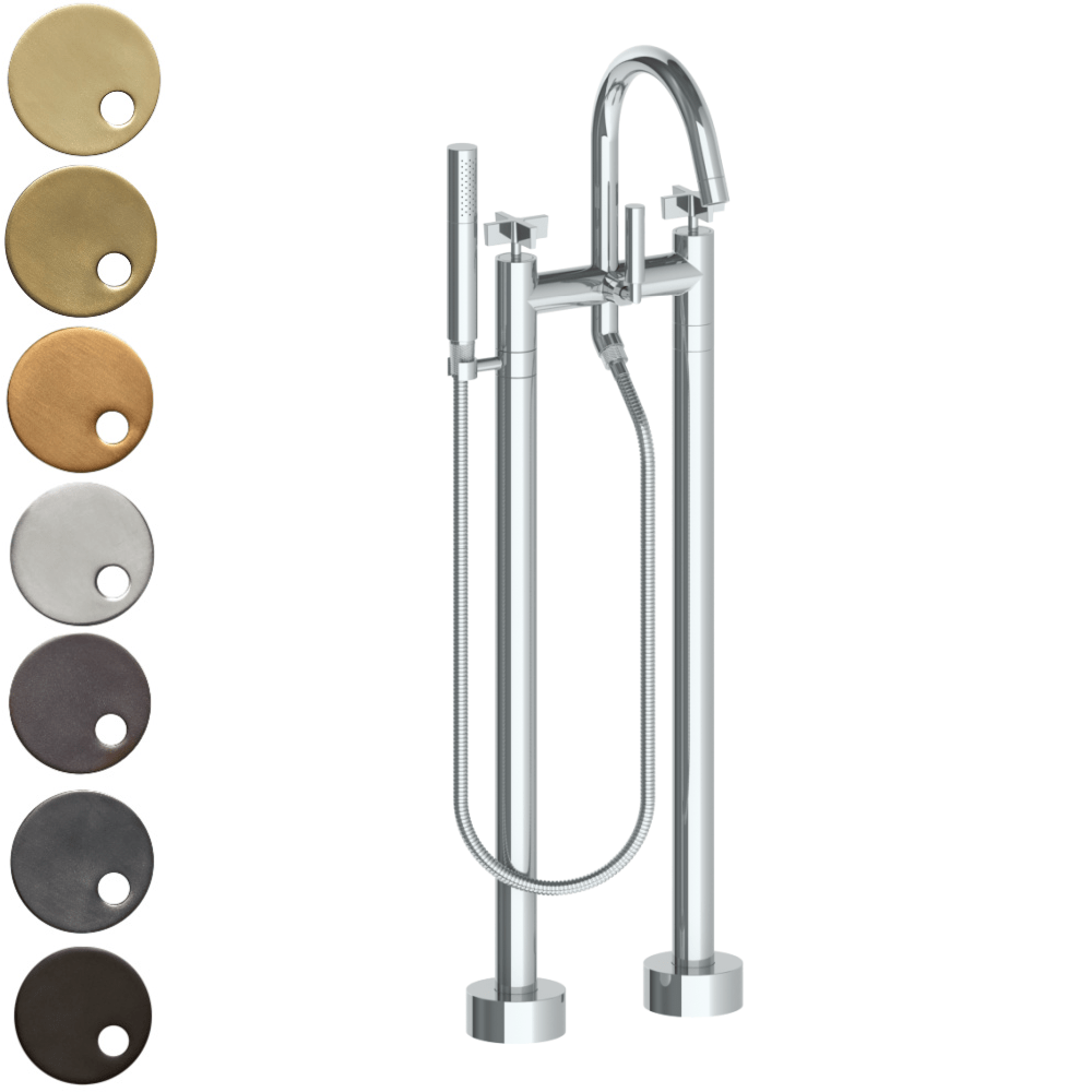 The Watermark Collection Freestanding Bath Fillers Polished Chrome The Watermark Collection London Freestanding Bath Set with Slimline Hand Shower | Cross Handle