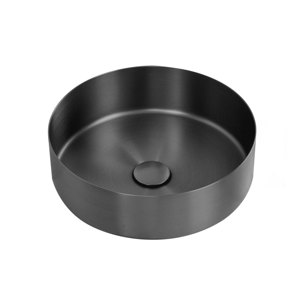 Plumbline Shower Oli Round Stainless Steel Vessel Basin | Brushed Gunmetal