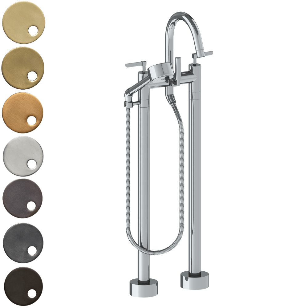 The Watermark Collection Freestanding Bath Fillers Polished Chrome The Watermark Collection Highline Freestanding Bath Set with Volume Hand Shower | Lever Handle