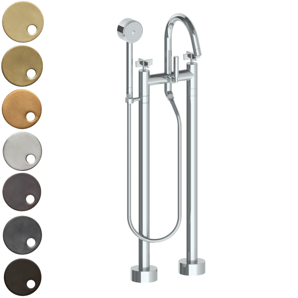The Watermark Collection Freestanding Bath Fillers Polished Chrome The Watermark Collection London Freestanding Bath Set with Volume Hand Shower | Cross Handle