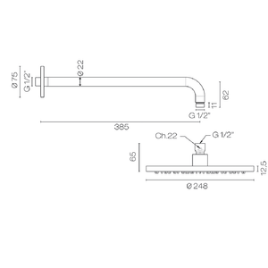 Plumbline Shower Buddy 250mm Wall Mount Rainhead