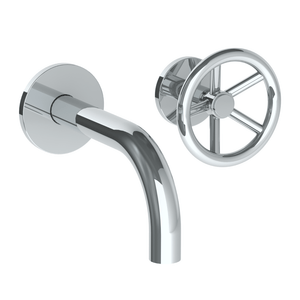 The Watermark Collection Basin Taps Polished Chrome The Watermark Collection Brooklyn Wall Mounted 2 Hole Basin Set with 142mm Spout