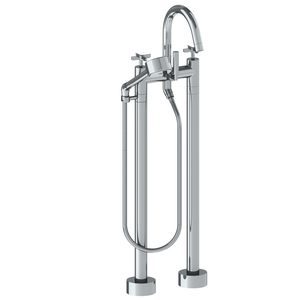 The Watermark Collection Freestanding Bath Fillers Polished Chrome The Watermark Collection Highline Freestanding Bath Set with Volume Hand Shower | Cross Handle