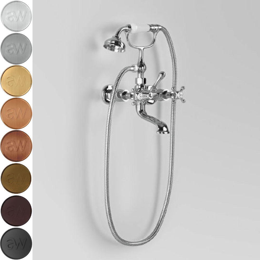 Astra Walker Bath Taps Astra Walker Edwardian Wall Mounted Bath Mixer with Single Function Hand Shower