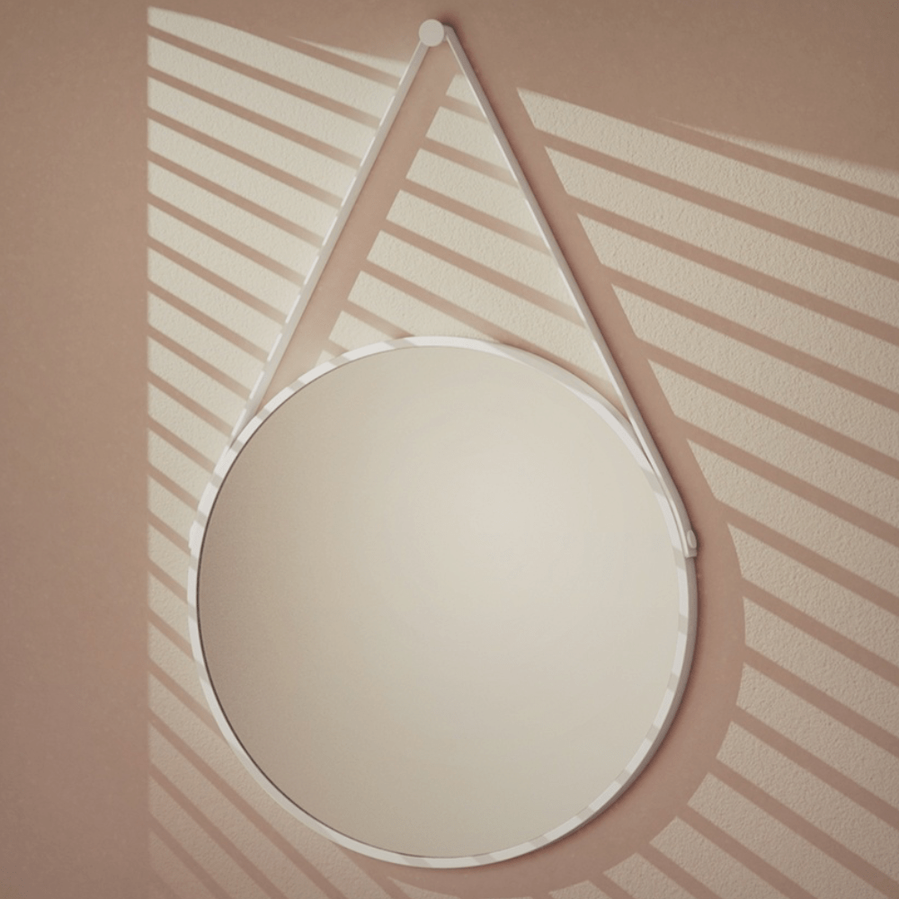 Progetto Mirrors Strap 600 Round Mirror with Hook | White