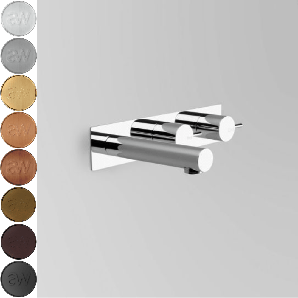 Astra Walker Basin Taps Astra Walker Icon Wall Set on Backplate Offset with 215mm Straight Spout