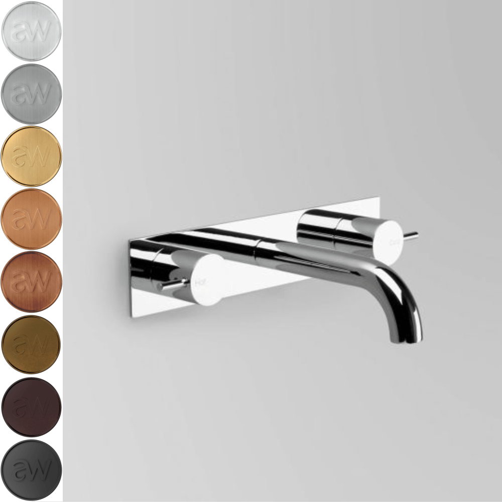 Astra Walker Basin Taps Astra Walker Icon Wall Set on Backplate with 155mm Curved Spout