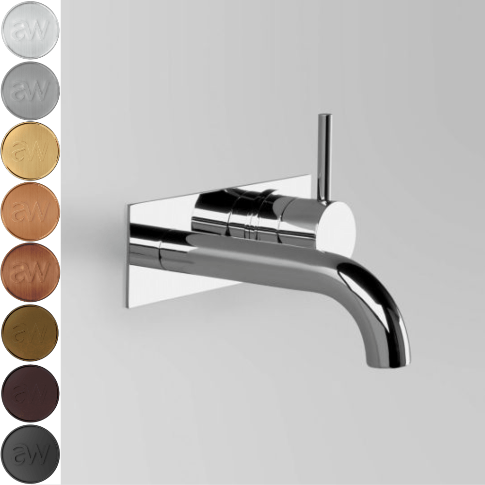 Astra Walker Basin Taps Astra Walker Icon Wall Mixer Set on Backplate with 155mm Curved Spout