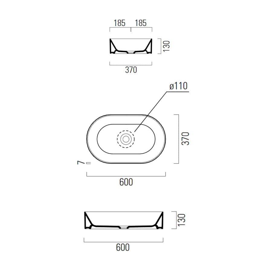 Plumbline Basins Catalano Kube 60 Pill Vessel Basin | Matte White