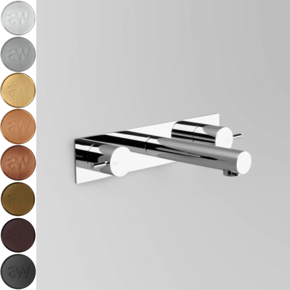 Astra Walker Basin Taps Astra Walker Icon Wall Set on Backplate with 215mm Straight Spout