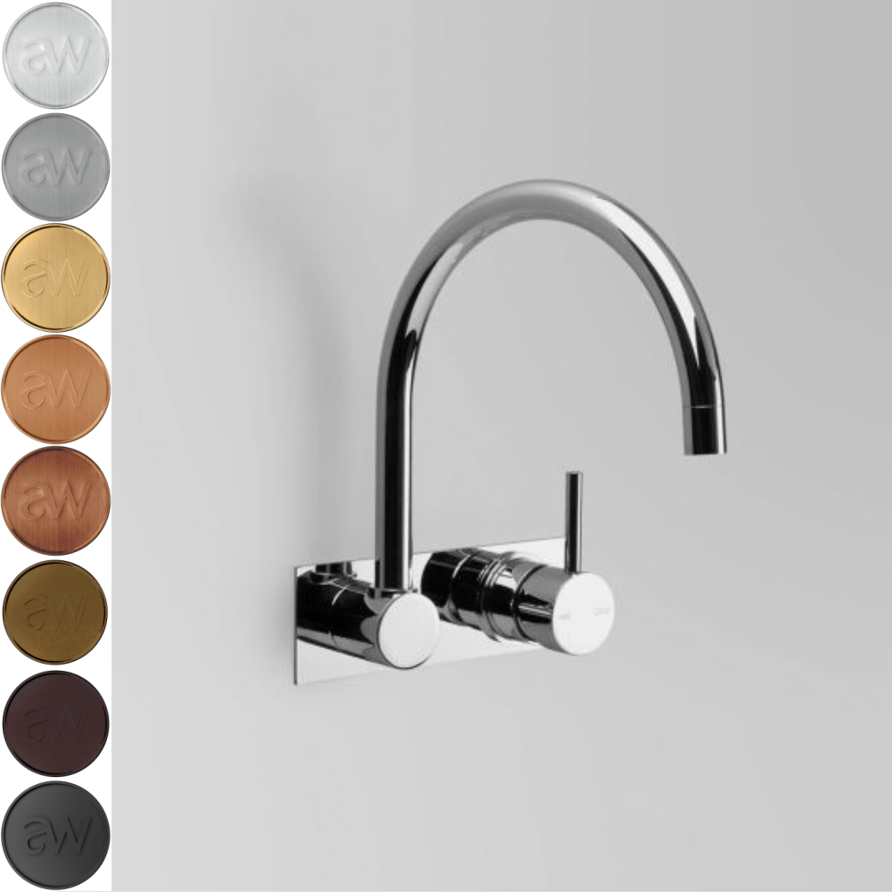 Astra Walker Basin Taps Astra Walker Icon Gooseneck Wall Mixer Set on Backplate