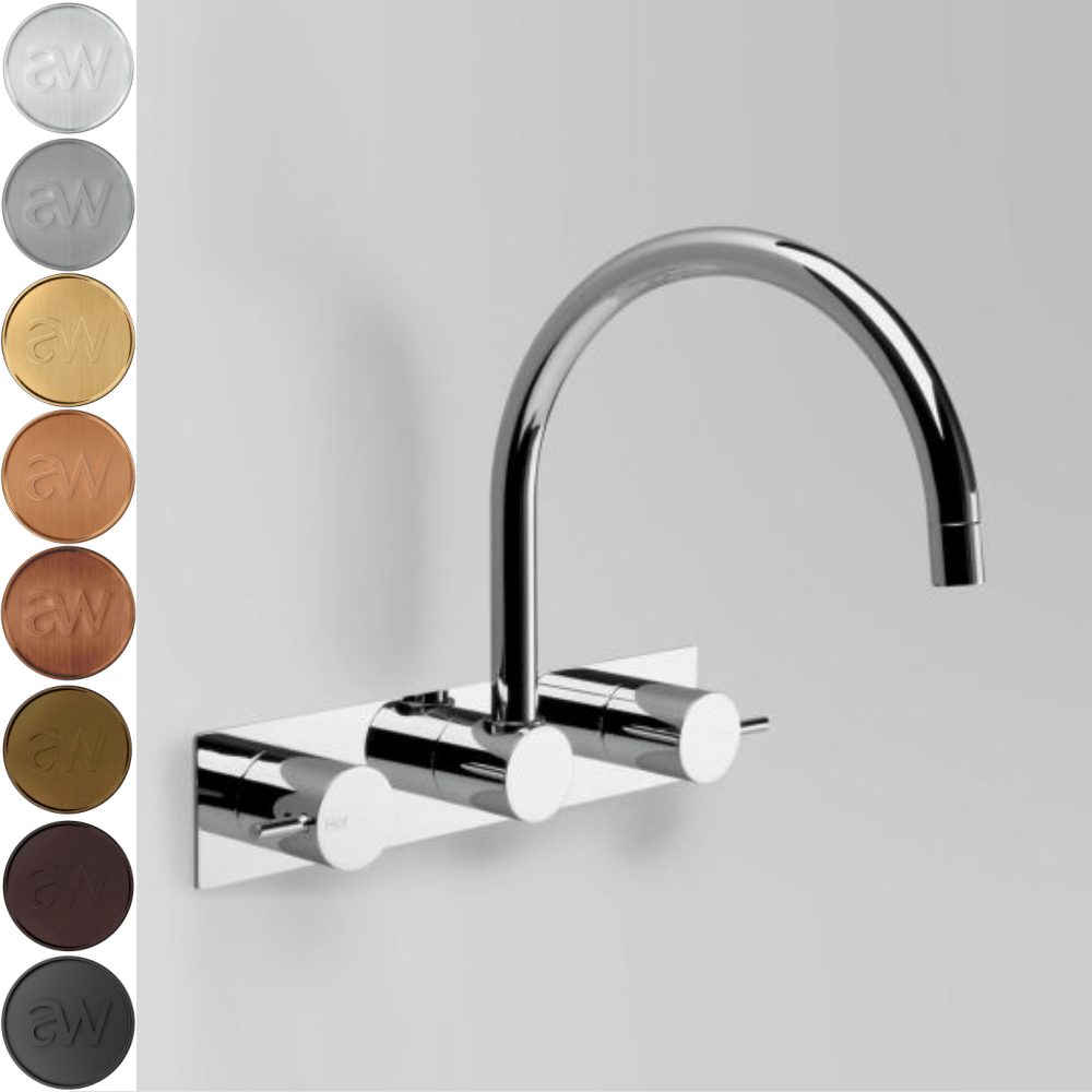 Astra Walker Basin Taps Astra Walker Icon Gooseneck Wall Set on Backplate
