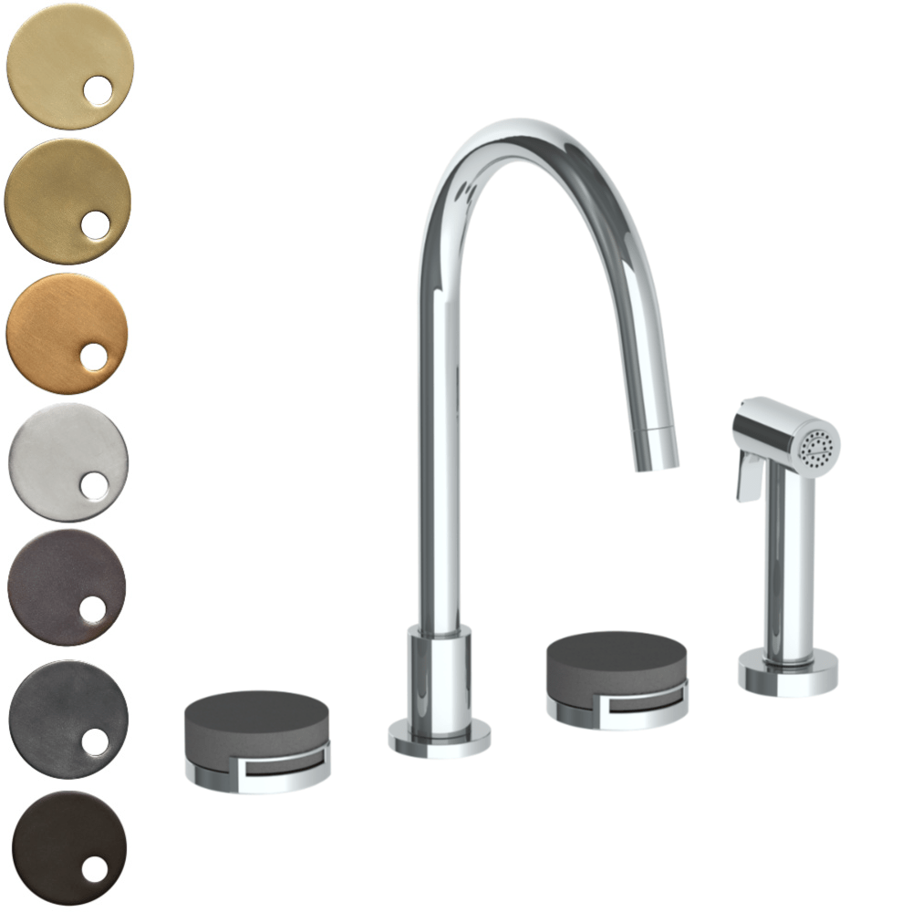 The Watermark Collection Kitchen Tap The Watermark Collection Elements 3 Hole Kitchen Set with Seperate Pull Out Rinse Spray | Bridge Insert