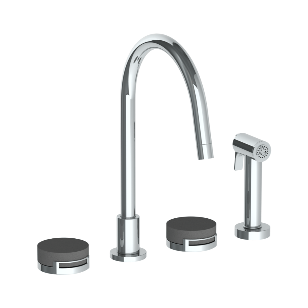 The Watermark Collection Kitchen Tap The Watermark Collection Elements 3 Hole Kitchen Set with Seperate Pull Out Rinse Spray | Bridge Insert