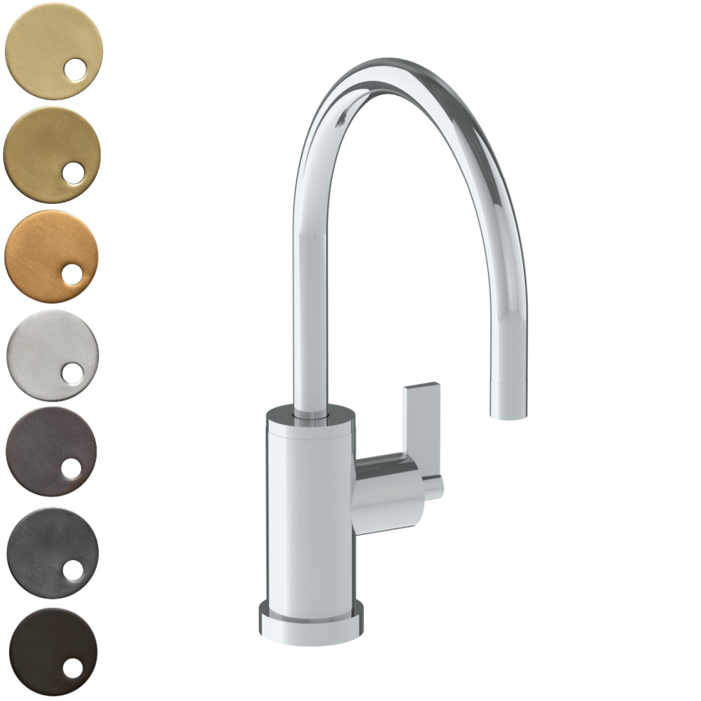 The Watermark Collection Kitchen Taps Polished Chrome The Watermark Collection London Monoblock Kitchen Mixer with Swan Spout | Lever Handle