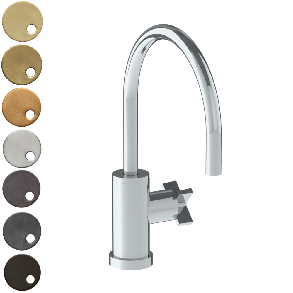 The Watermark Collection Kitchen Taps Polished Chrome The Watermark Collection London Monoblock Kitchen Mixer with Swan Spout | Cross Handle