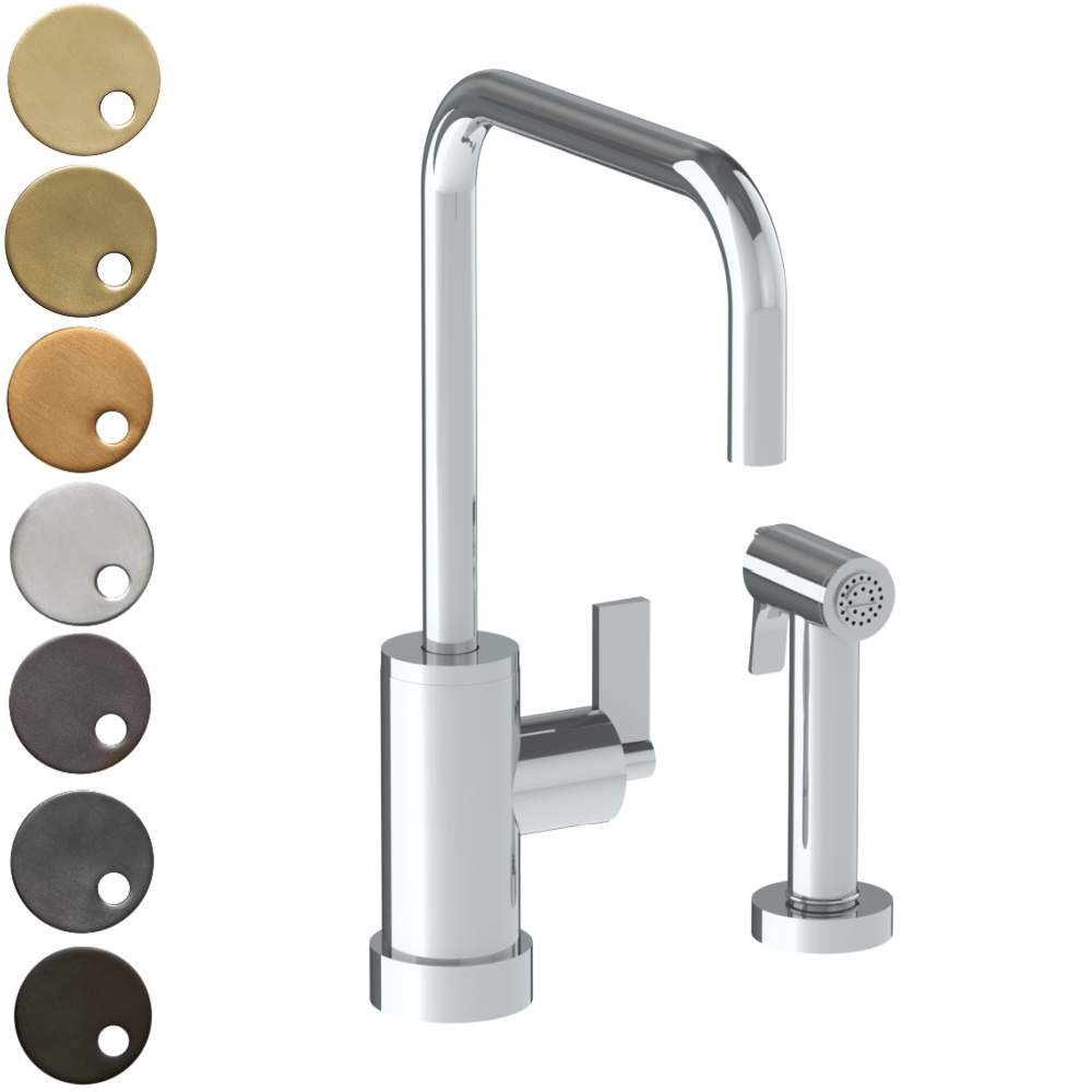 The Watermark Collection Kitchen Taps Polished Chrome The Watermark Collection London Monoblock Kitchen Mixer with Square Spout & Seperate Pull Out Rinse Spray | Lever Handle