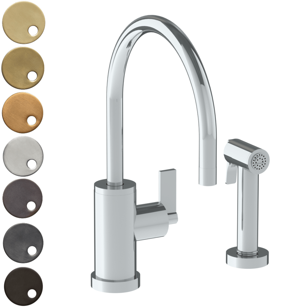 The Watermark Collection Kitchen Taps Polished Chrome The Watermark Collection London Monoblock Kitchen Mixer with Swan Spout & Seperate Pull Out Rinse Spray | Lever Handle