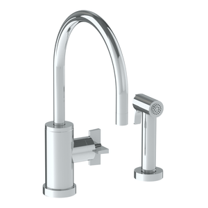 The Watermark Collection Kitchen Taps Polished Chrome The Watermark Collection London Monoblock Kitchen Mixer with Swan Spout & Seperate Pull Out Rinse Spray | Cross Handle